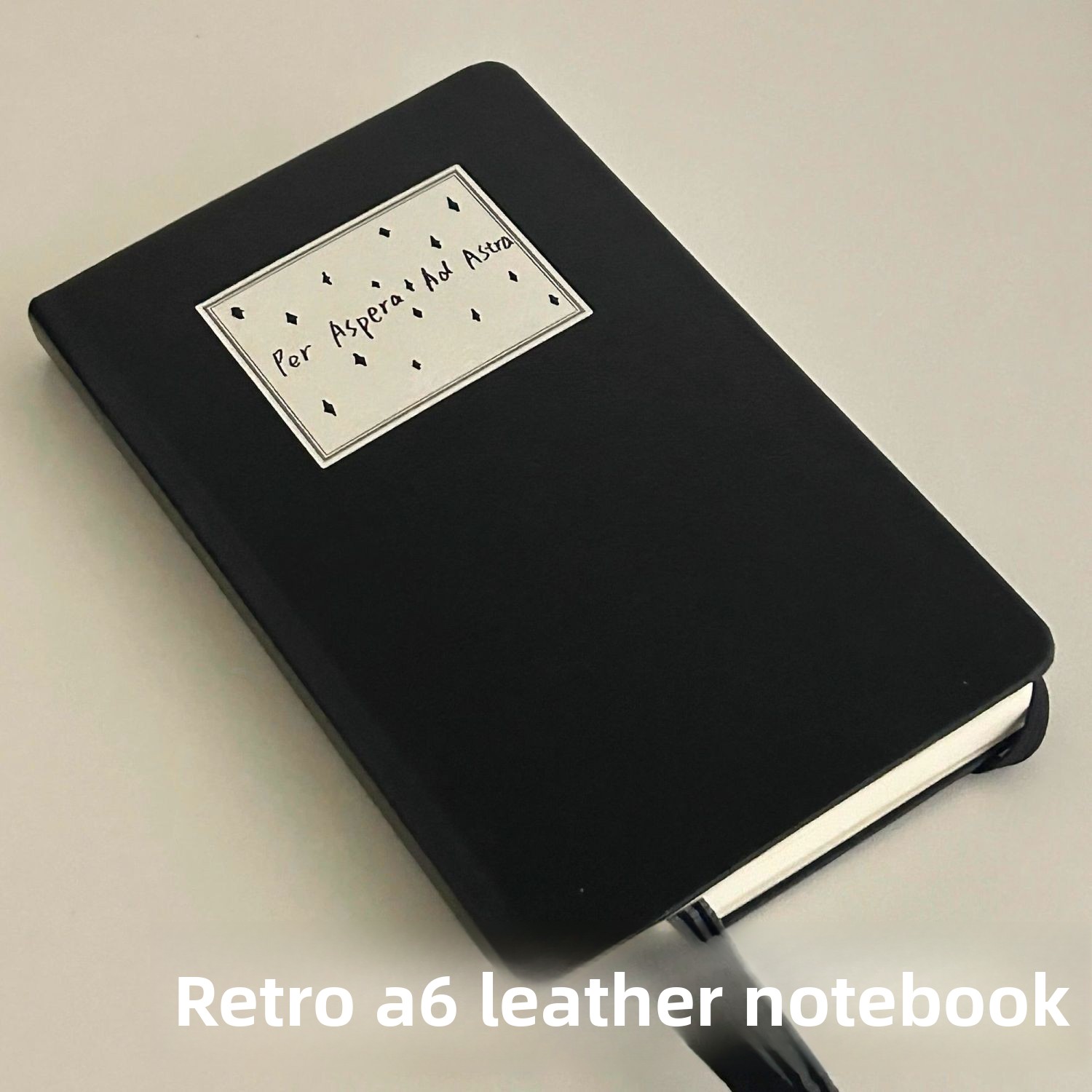 Vintage Leather Journal Notebook - สมุดบันทึกหนังสีดำ A6 สไตล์วินเทจ หน้ากระดาษหนาคุณภาพสูง ไม่มีเส้นบรรทัด สำหรับนักเรียน