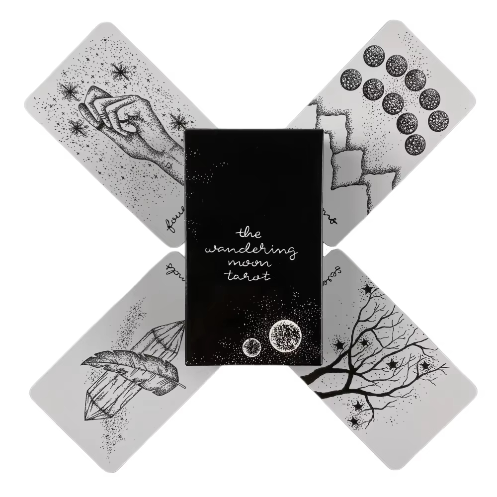 Tarot Deck With Guidebook - ไพ่ทาโรต์ดวงจันทร์ผู้เดินทาง 78 ใบ ไพ่ทาโรต์คุณภาพสูง เกมกระดานทำนายดวงชะตา เกมปาร์ตี้