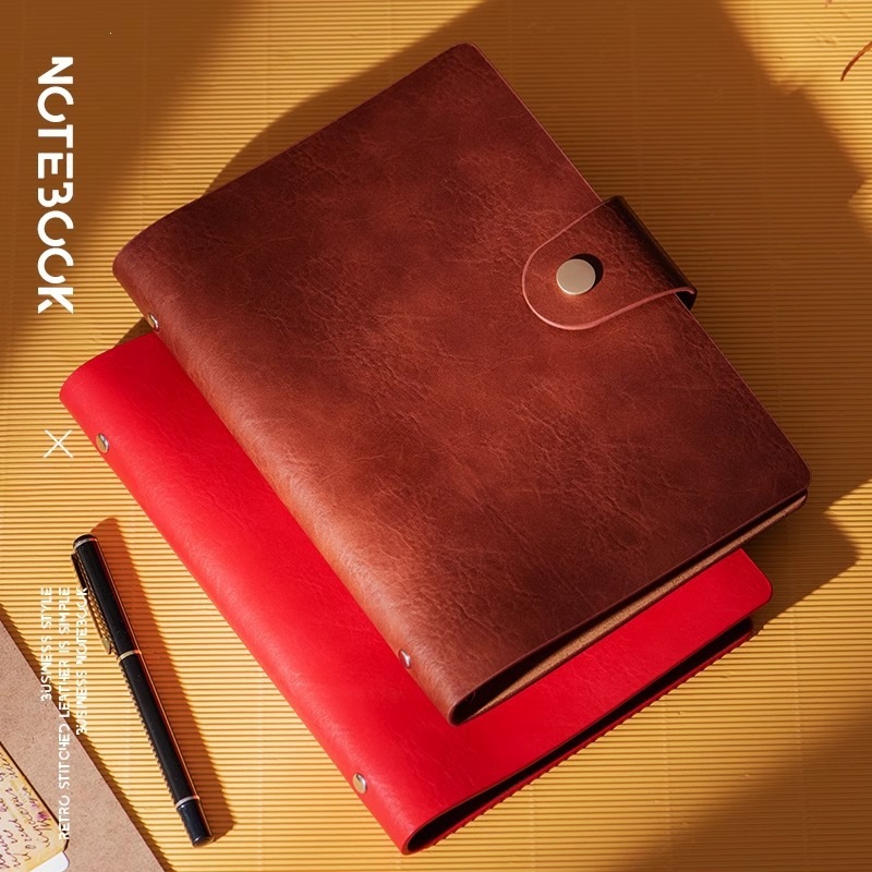 Vintage Leather Journal Notebook - สมุดโน้ตธุรกิจหนังวินเทจขนาด A5, สมุดบันทึกสำนักงานแบบมีตัวล็อคแม่เหล็ก, สมุดวางแผนแบบเปลี่ยนไส้ได้, สมุดโน้ตแบบมีห่วง