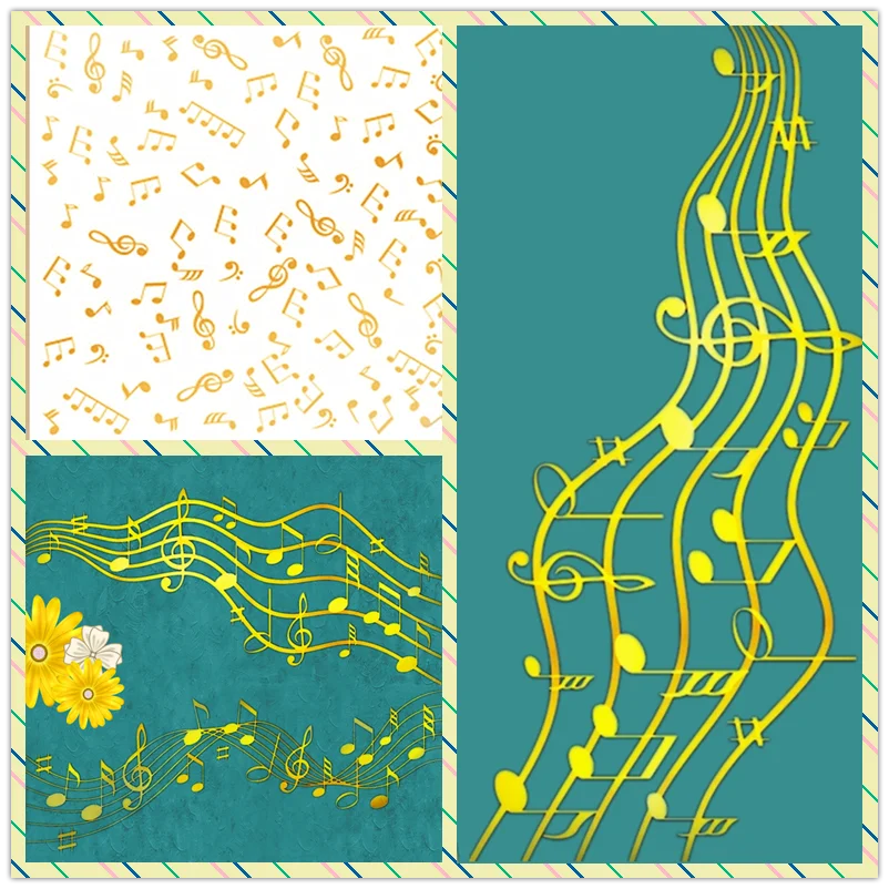 Blank Sheet Music Notebook - หมายเหตุเพลงพื้นหลังร้อนแผ่นฟอยล์คริสต์มาสตัดโลหะตาย Scrapbooking กรอบการ์ด CRAFT ไม่มีแสตมป์ที่ชัดเจน