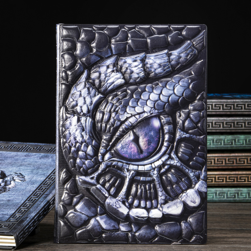 Vintage Leather Journal Notebook - สมุดโน้ต A5 ลายมังกรนูน 3 มิติ สมุดบันทึกปกแข็งหนัง