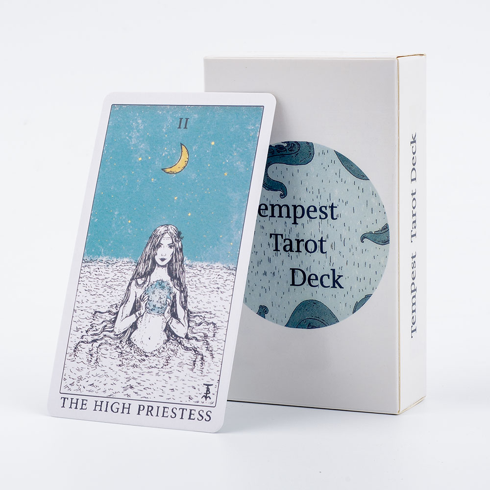 Tarot Deck With Guidebook - ไพ่ทาโรต์ธีมมหาสมุทรชุดทำนายไพ่78ใบขนาด10.4*6.1ซม. ออกแบบมาอย่างสวยงามสำหรับเกมกระดานและการอ่านไพ่ทาโรต์