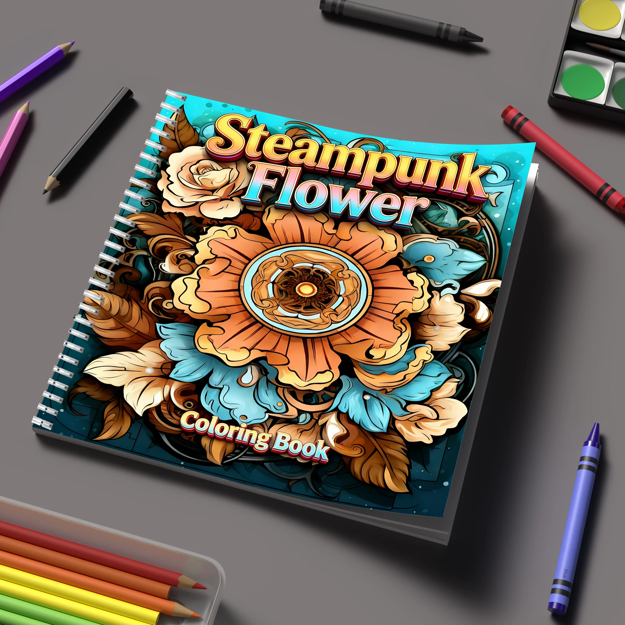 สมุดระบายสีดอกไม้สไตล์สตีมพังก - Adult Coloring Book Stress Relief บทวิจารณ์และราคา